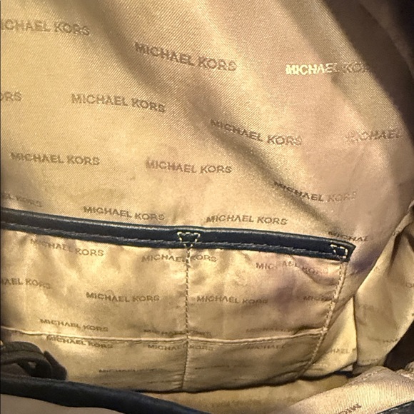 Michael Kors Dark Navy Blue Pebbled Leather Backpack - Picture 6 of 7